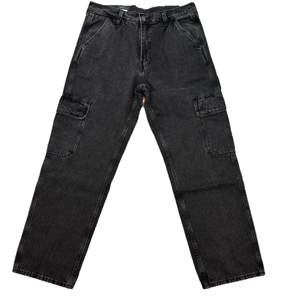 Levi's Premium 568 Loose Cargo Black Washed Jeans Pants Men’s Size 33X32 New
